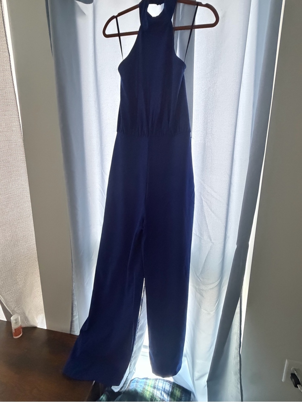 Lulu's Navy Halter Wide-Leg Jumpsuit